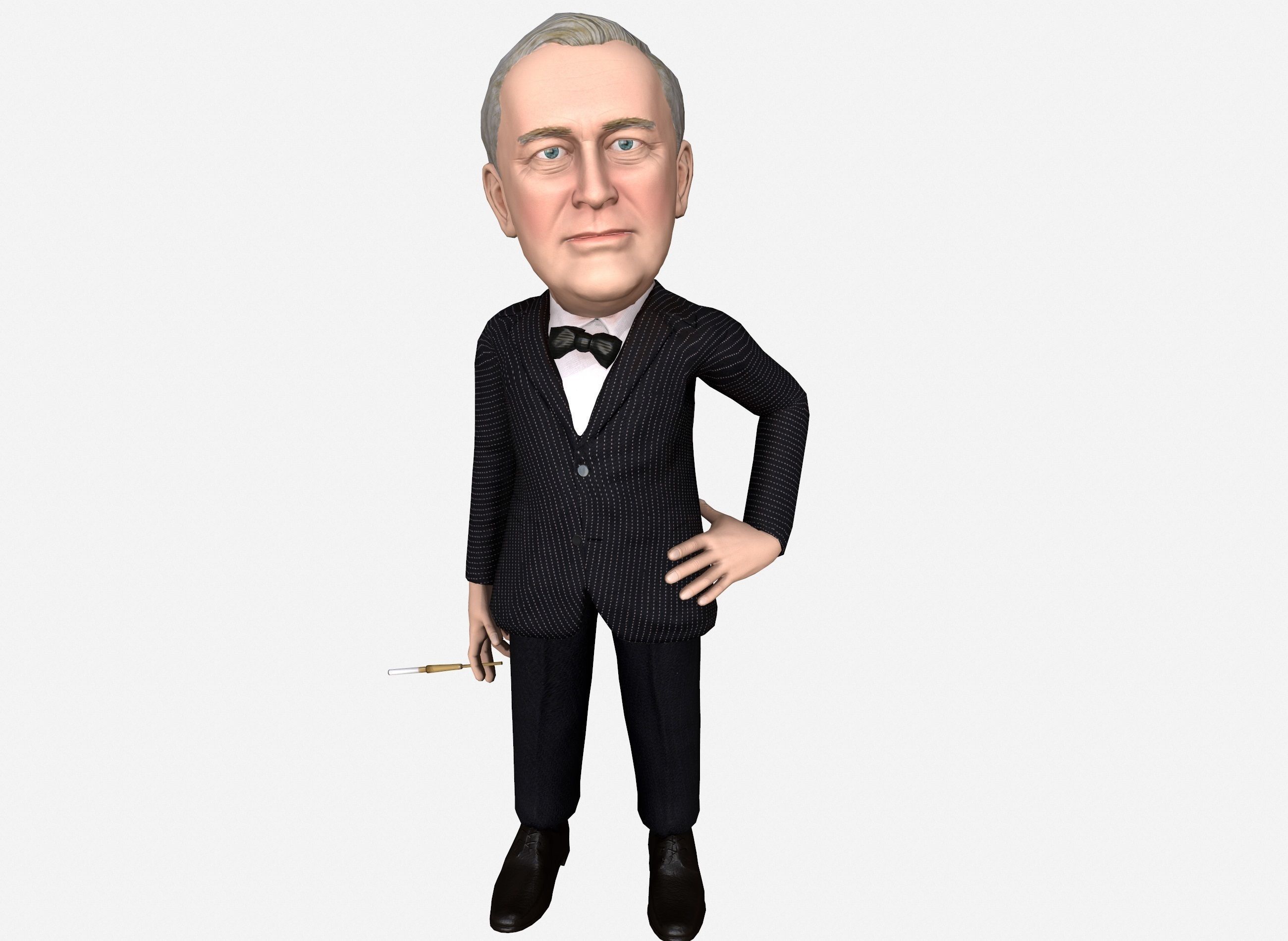 Franklin Delano Roosevelt stylized rigged animated 3Dcharacter Low-poly 3D model_18