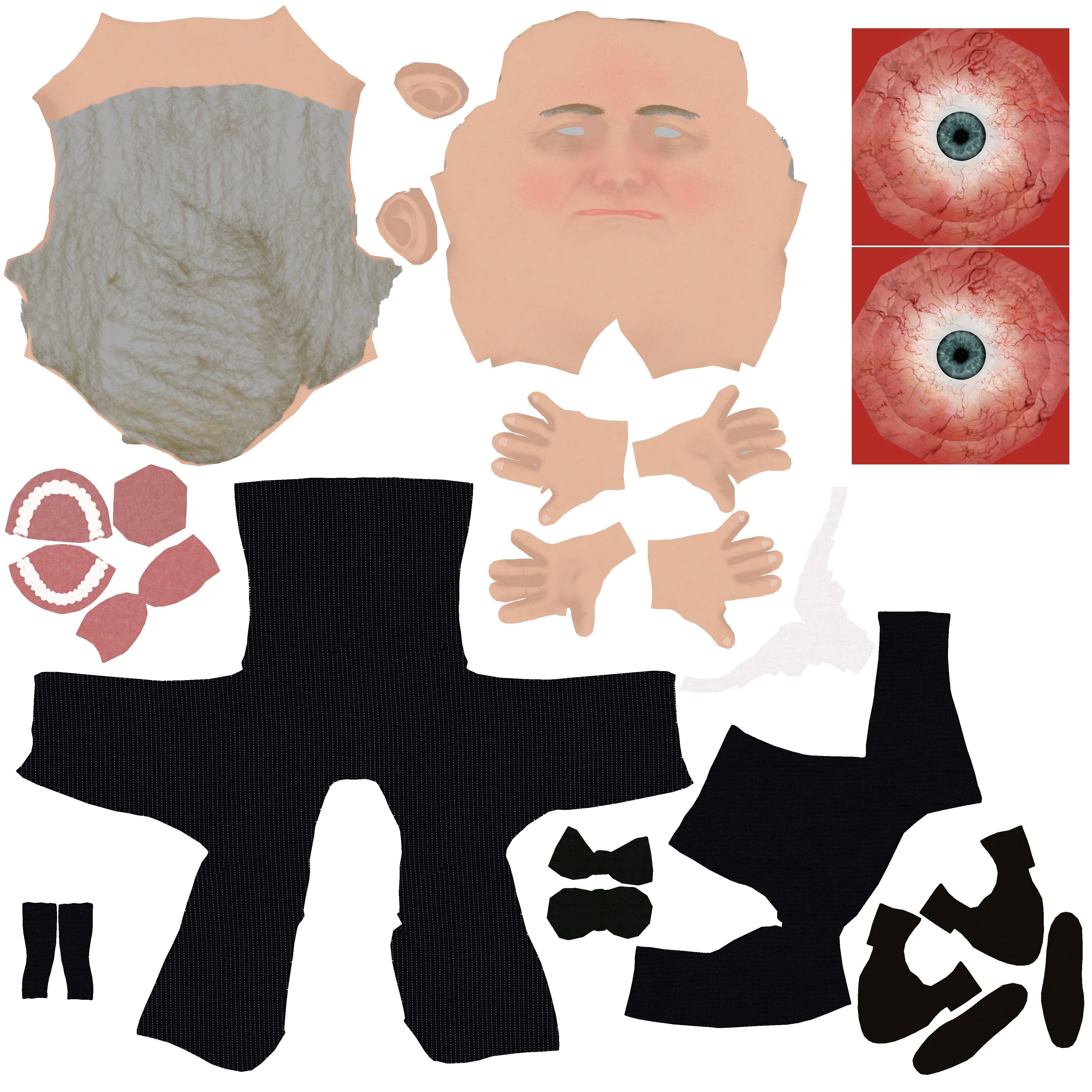 Franklin Delano Roosevelt stylized rigged animated 3Dcharacter Low-poly 3D model_27