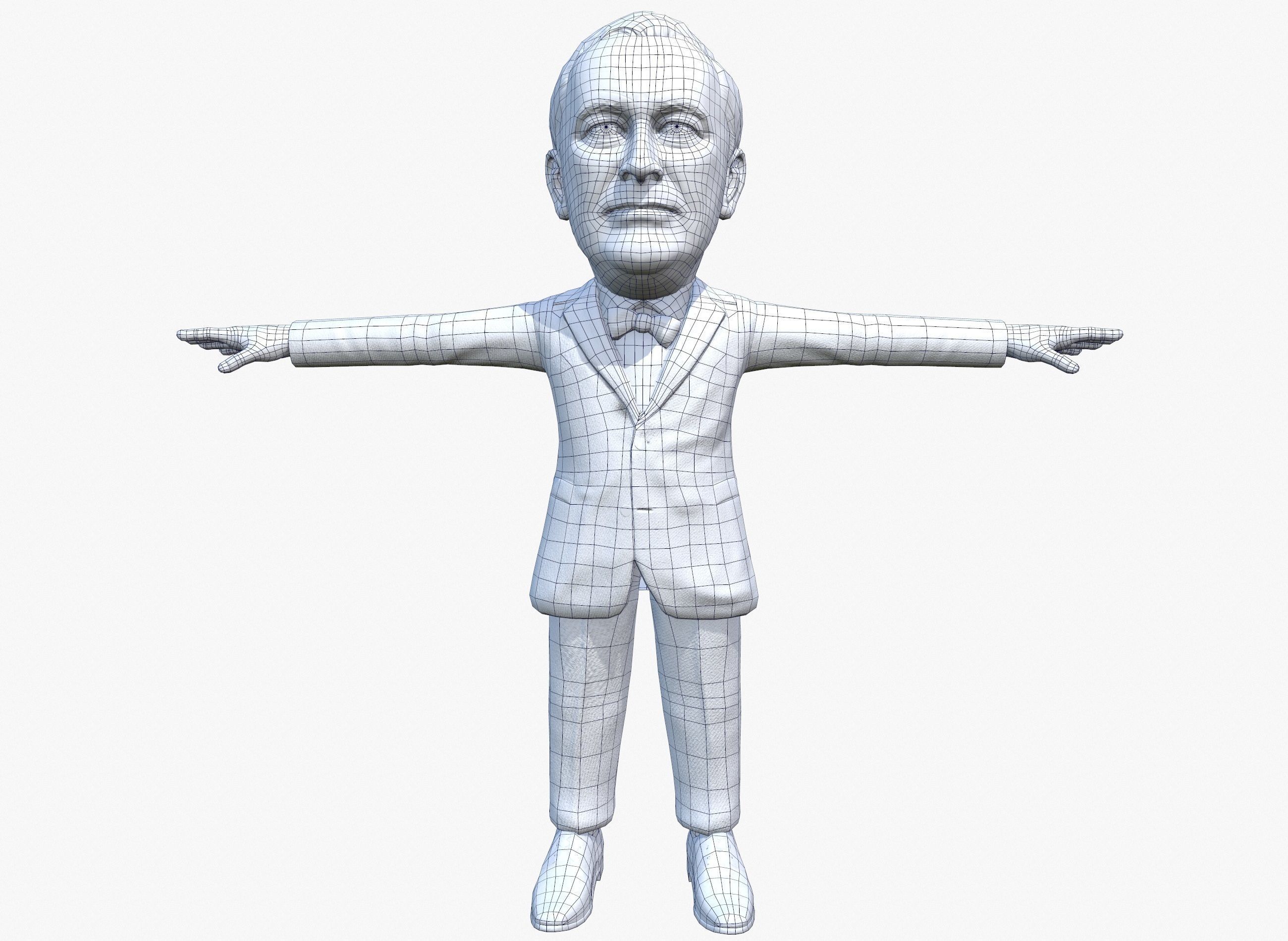 Franklin Delano Roosevelt stylized rigged animated 3Dcharacter Low-poly 3D model_24