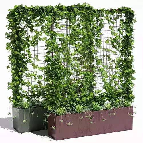 Waratah planter with plants and ivy 3D model