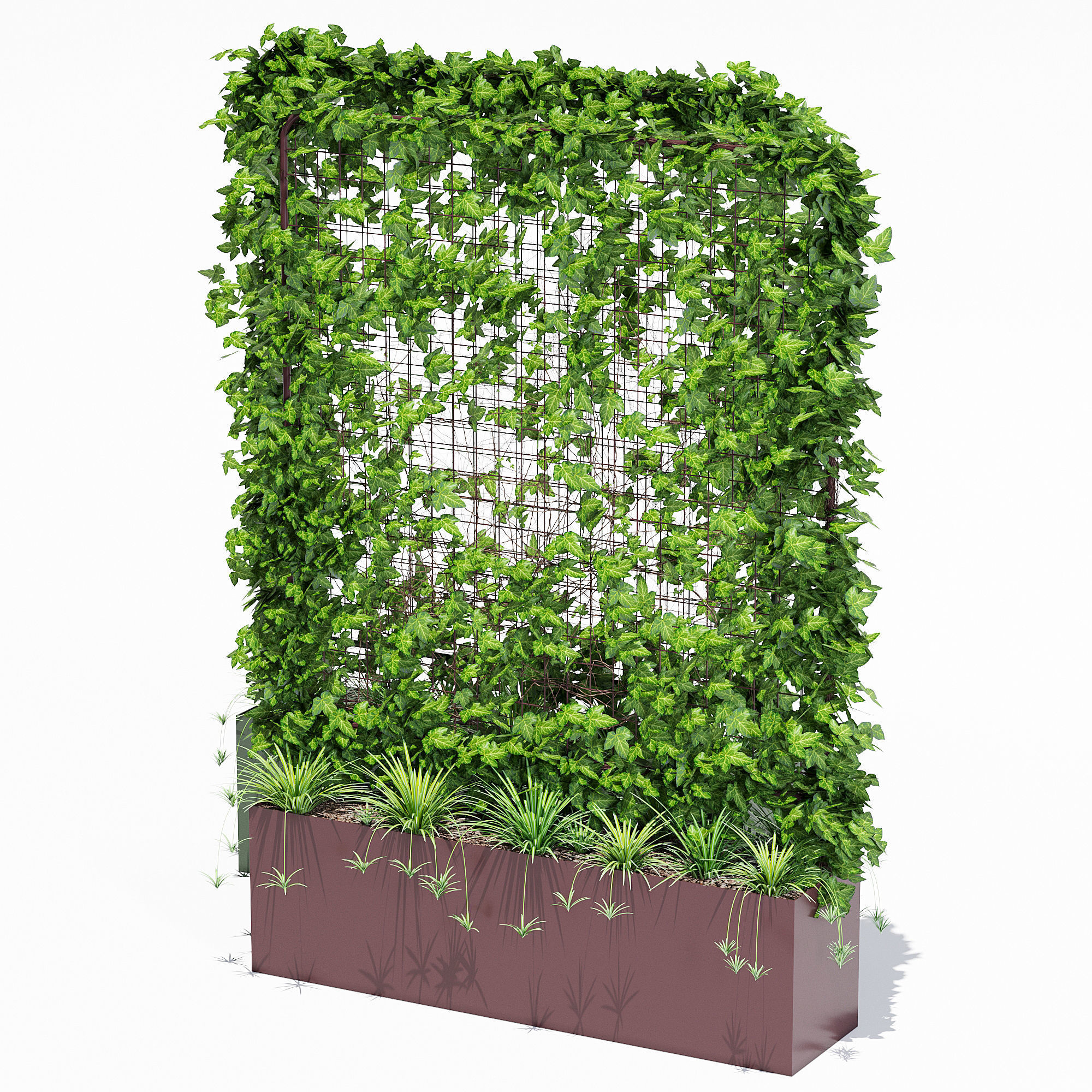 Waratah planter with plants and ivy 3D model_2