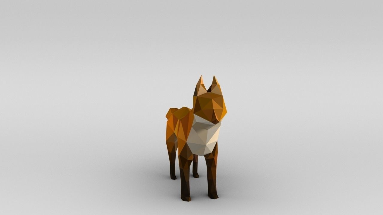 Vertex Coloured Fox Low-poly 3D model_1