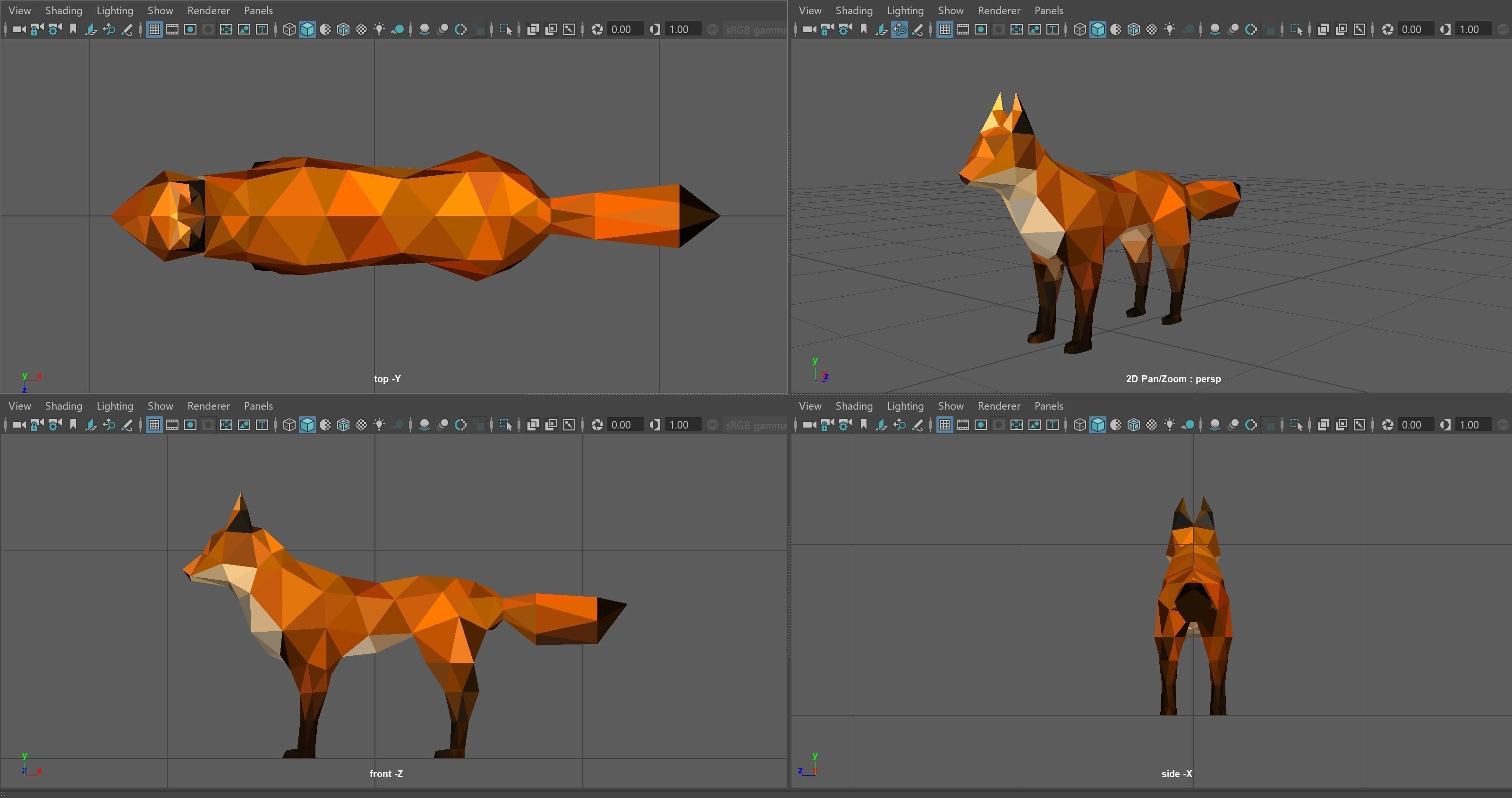 Vertex Coloured Fox Low-poly 3D model_4