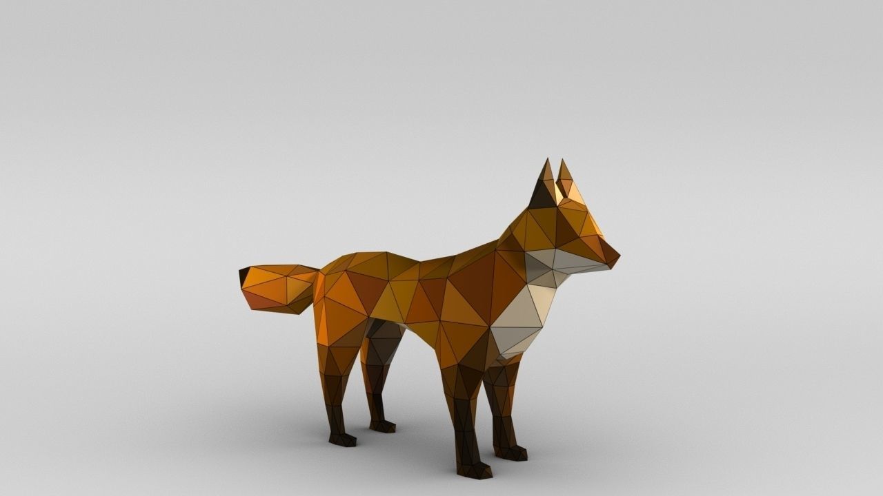 Vertex Coloured Fox Low-poly 3D model_3