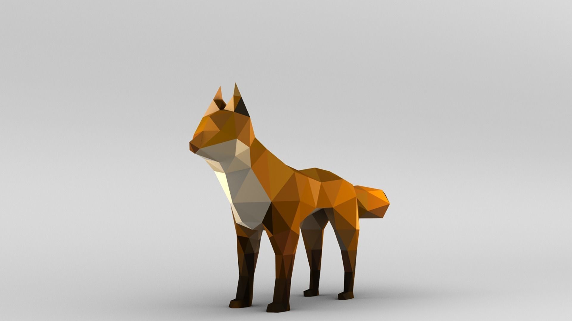 Vertex Coloured Fox Low-poly 3D model_2