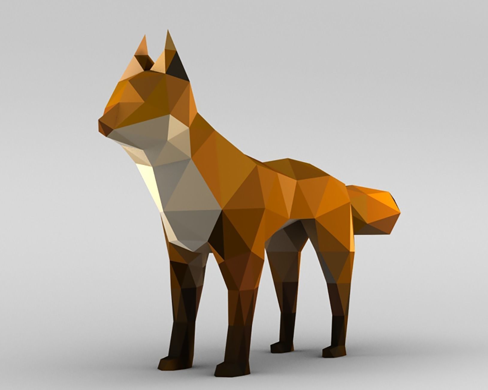 Vertex Coloured Fox Low-poly 3D model_0