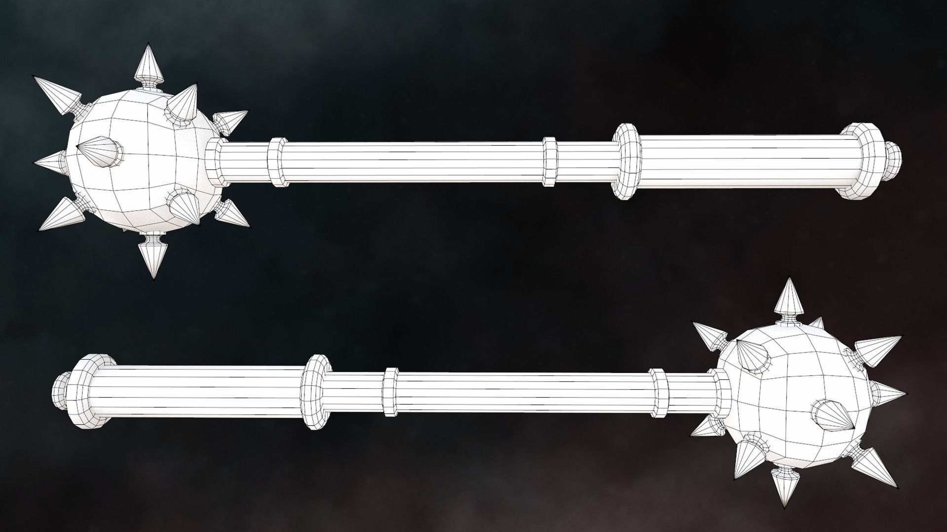 Spiked Mace Low-poly 3D model_1