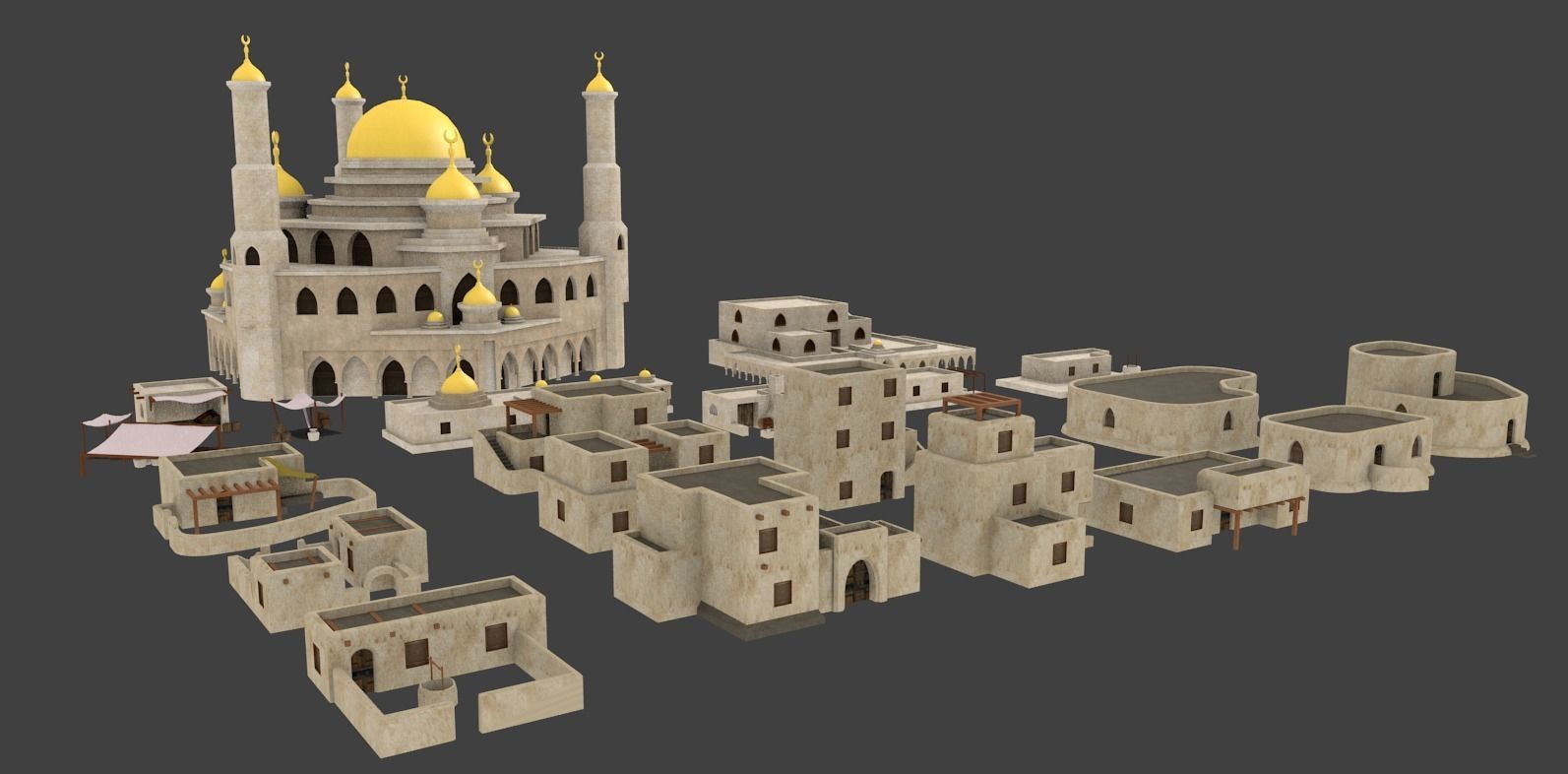19 arabian house and building 3D model_5