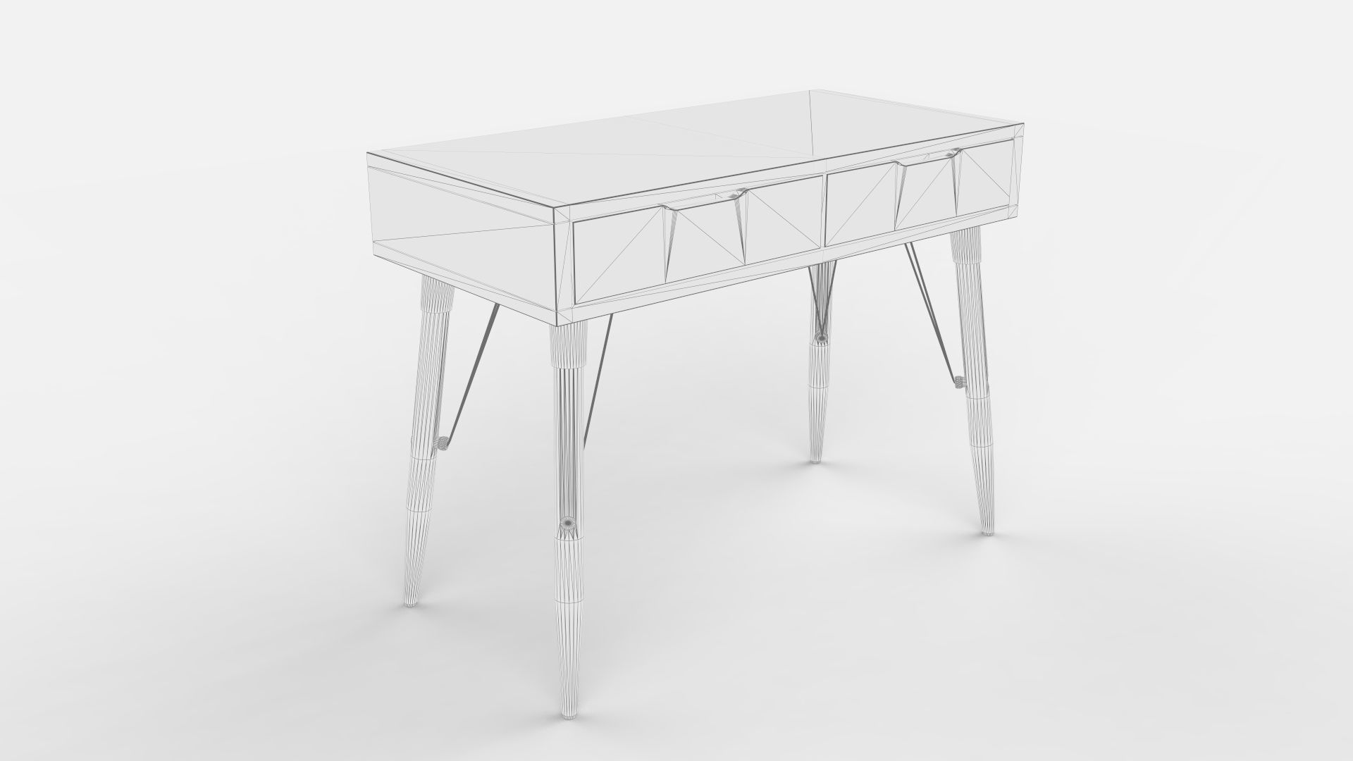 Mid Century Modern Desk and Chair Combo 3D model_7