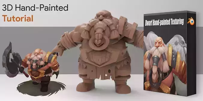3D Hand-Paint Character Dwarf for games Low-poly 3D model