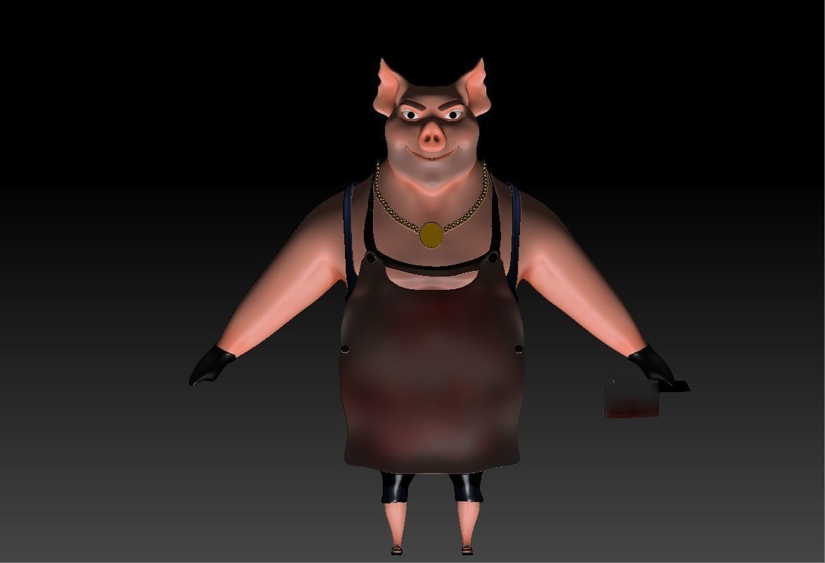 Butcher Pig CG-modeling Character  Low-poly 3D model_2