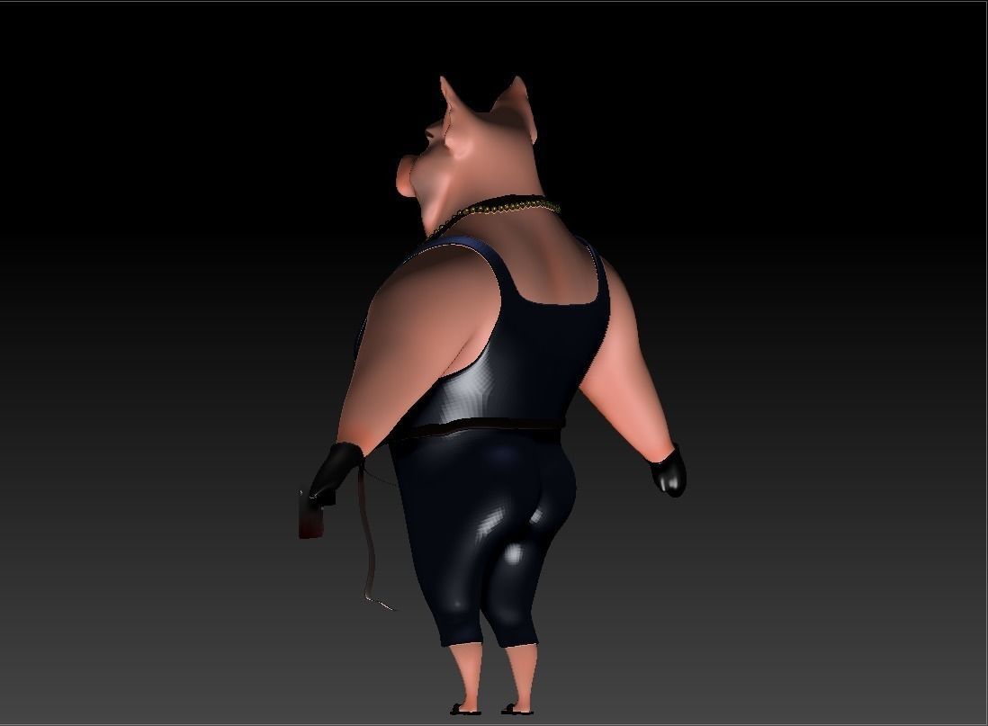 Butcher Pig CG-modeling Character  Low-poly 3D model_3