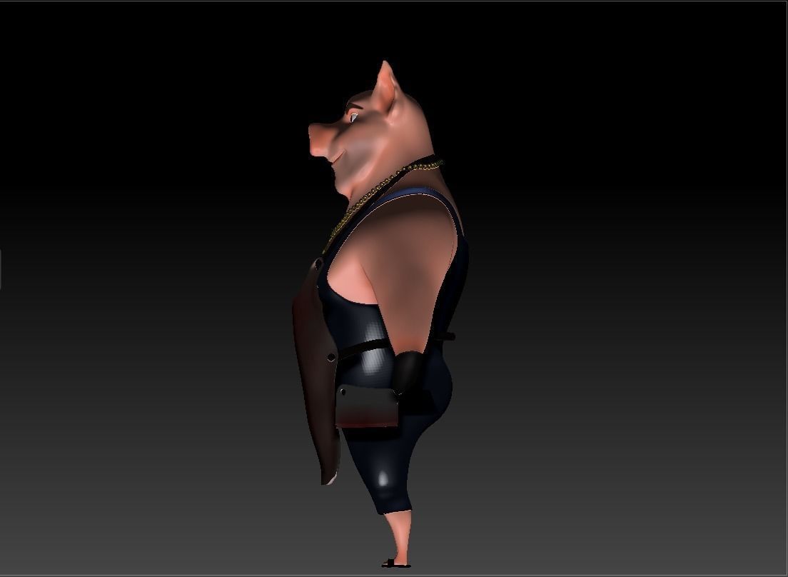 Butcher Pig CG-modeling Character  Low-poly 3D model_1