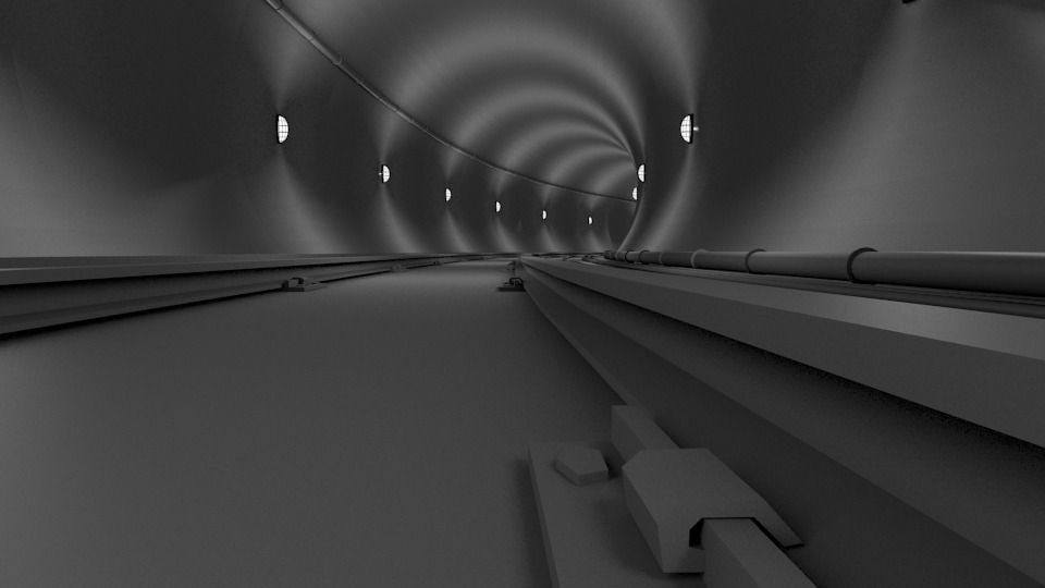 Underground Railway Tunnel-Track 3D model_1