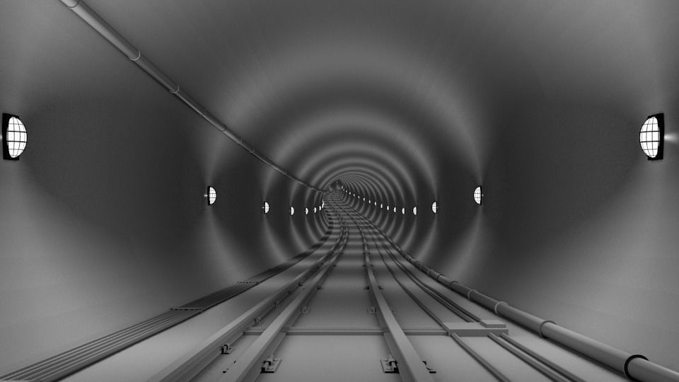 Underground Railway Tunnel-Track 3D model_0