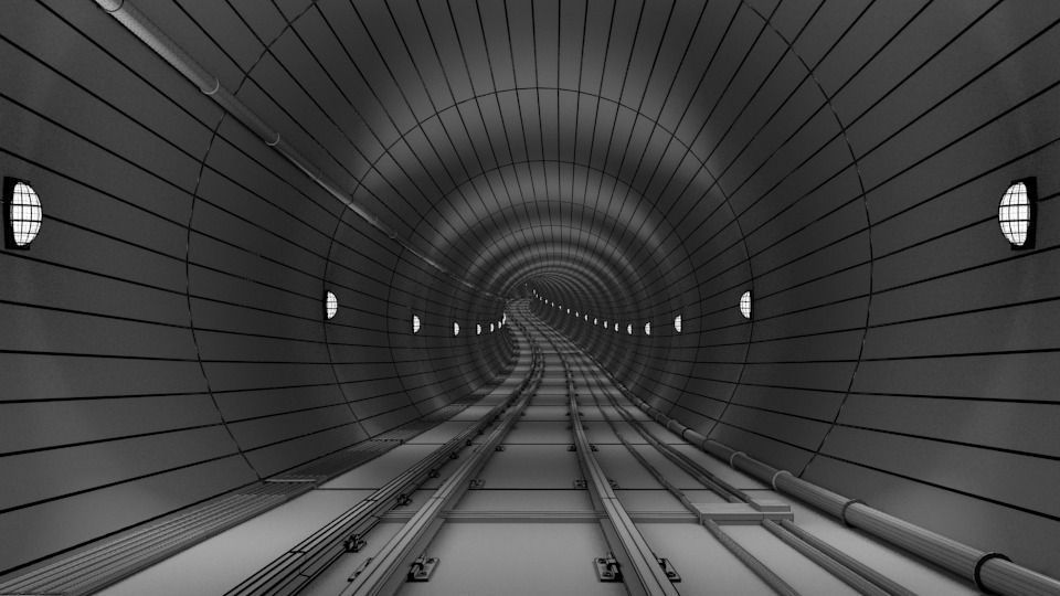 Underground Railway Tunnel-Track 3D model_2