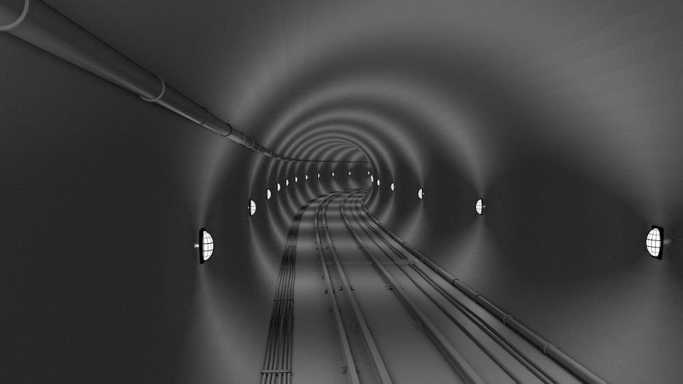 Underground Railway Tunnel-Track 3D model_3