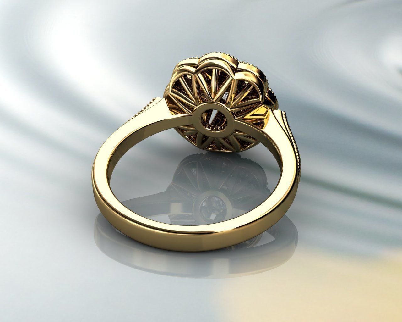 Vintage Rings Gold Diamond Ring 3D print model_6