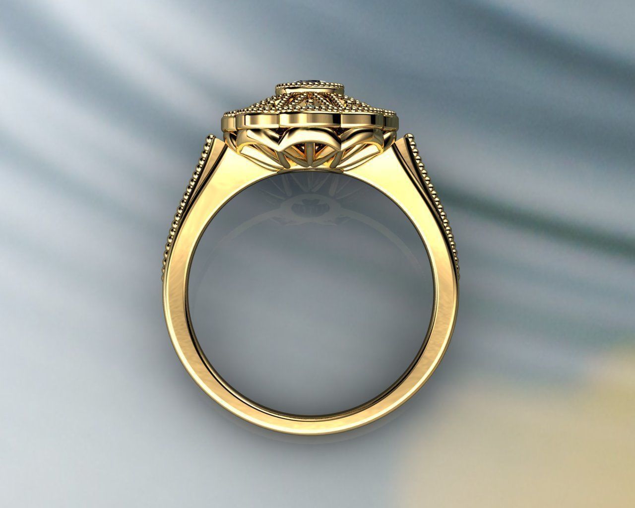 Vintage Rings Gold Diamond Ring 3D print model_3