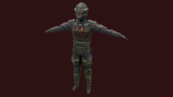 Low poly sci fi armored soldier character Low-poly 3D model