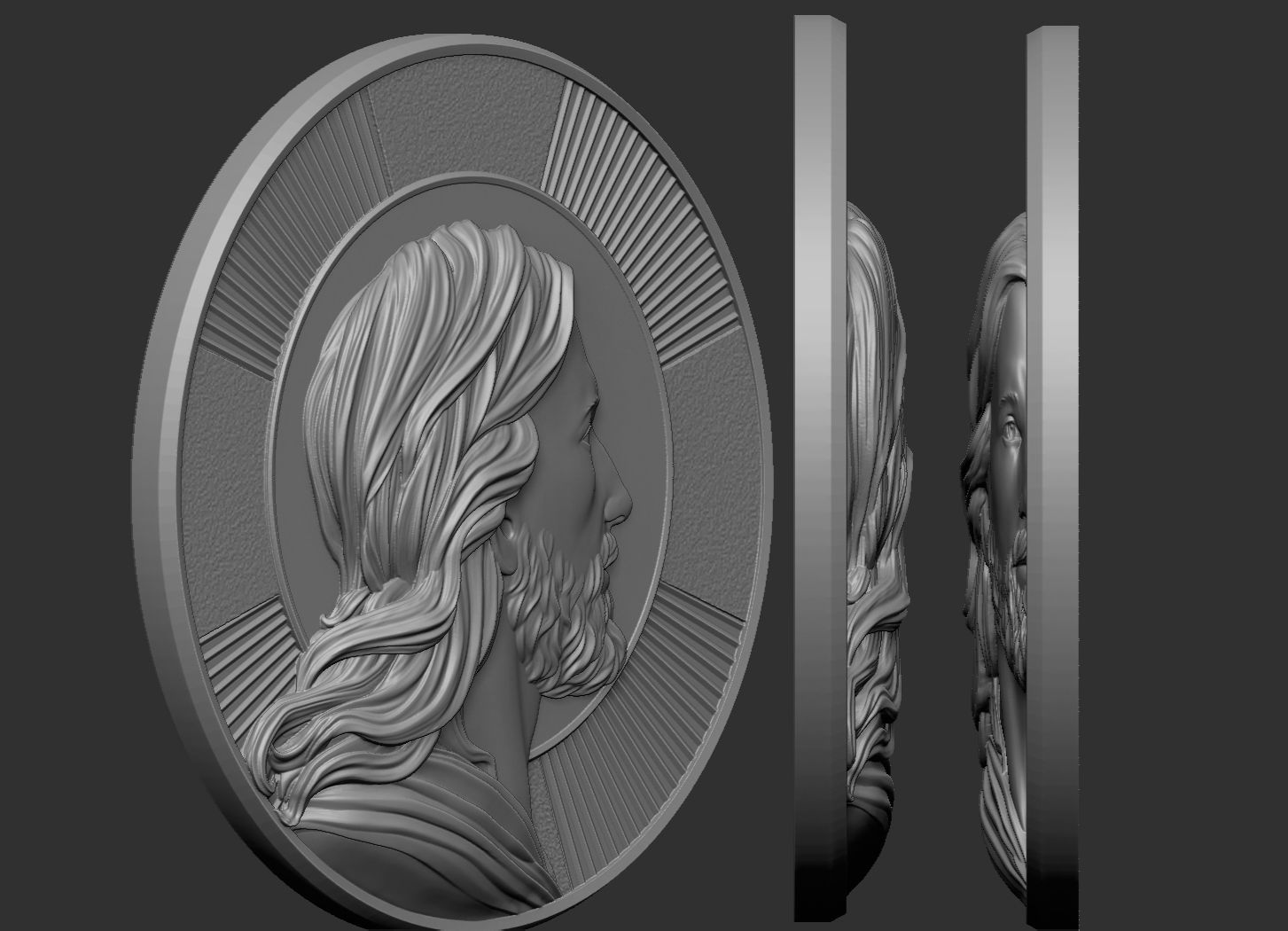 Medallion of Jesus no 2 3D print model_1