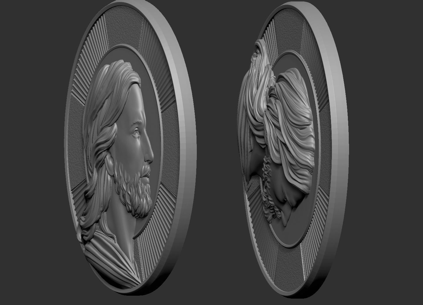 Medallion of Jesus no 2 3D print model_2