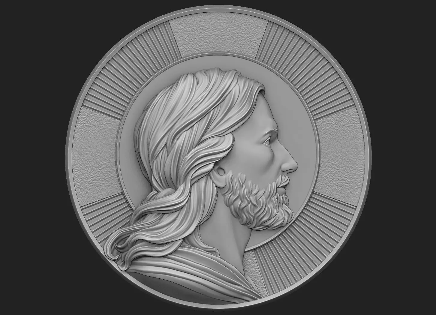 Medallion of Jesus no 2 3D print model_0