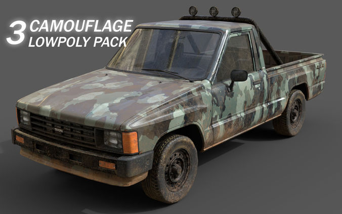 Toyota Hilux 1983-8 Camouflage Pack Low-poly 3D model