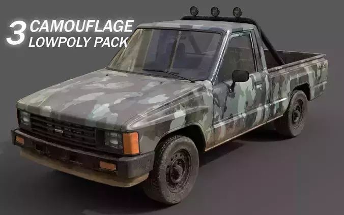 Toyota Hilux 1983-8 Camouflage Pack Low-poly 3D model