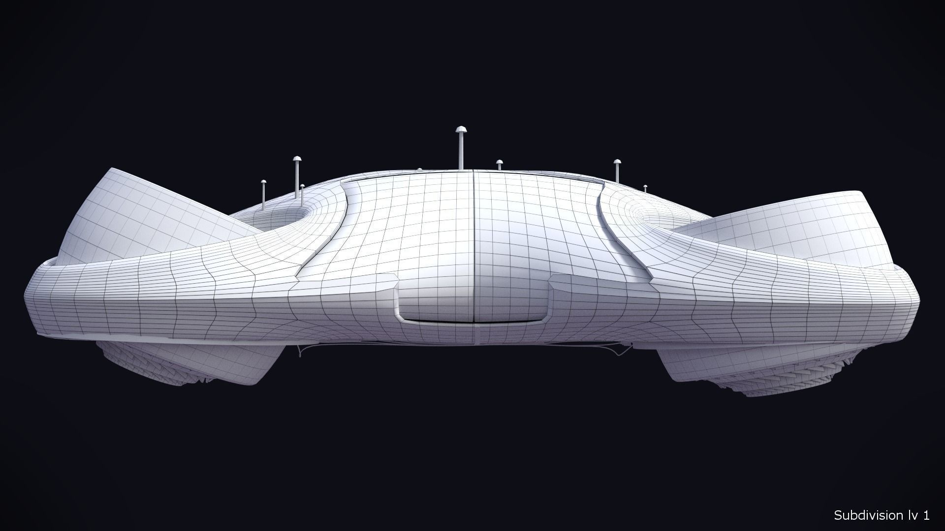 DroneCar futuristic house on water Free 3D model_2