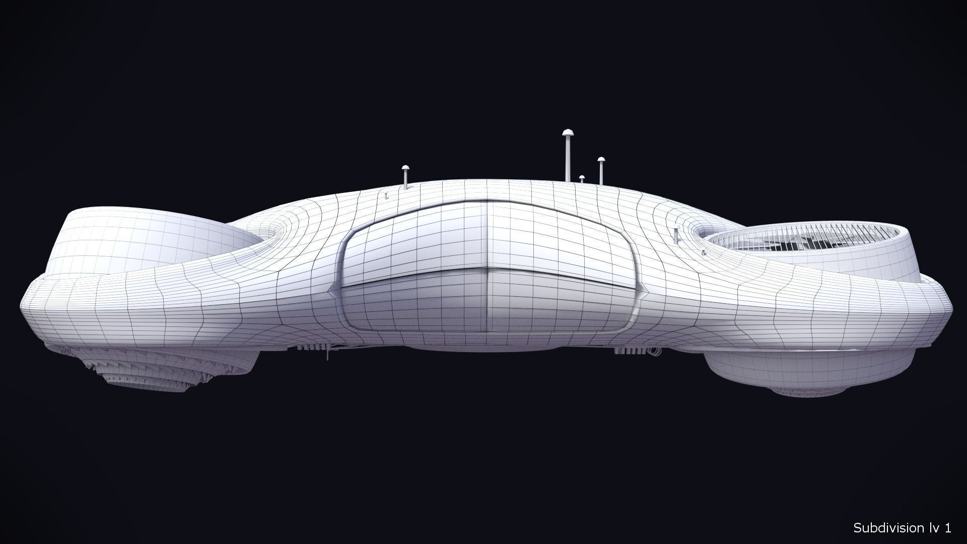 DroneCar futuristic house on water Free 3D model_1