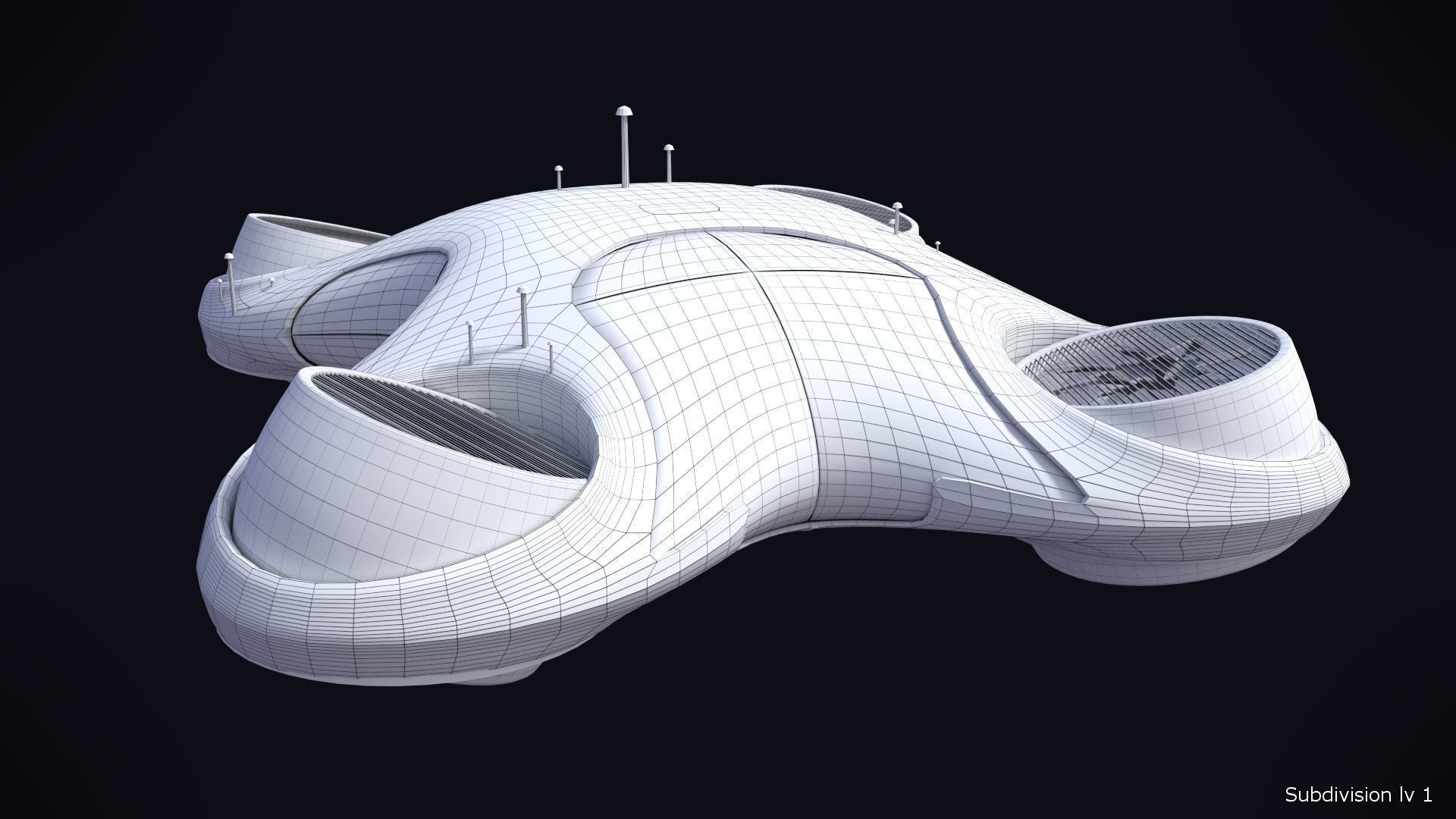 DroneCar futuristic house on water Free 3D model_3