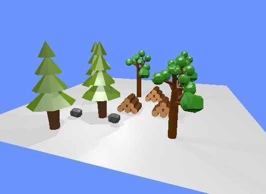 low poly forest christmas tree in snow 3D print model_4