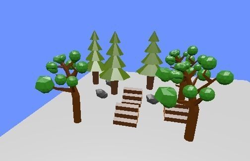 low poly forest christmas tree in snow 3D print model_1