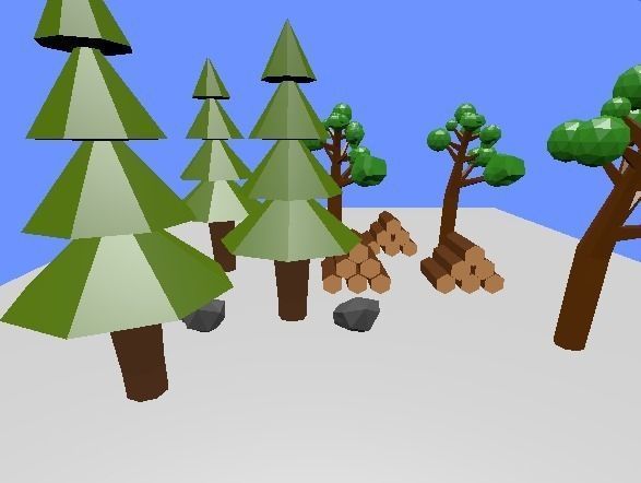 low poly forest christmas tree in snow 3D print model_0