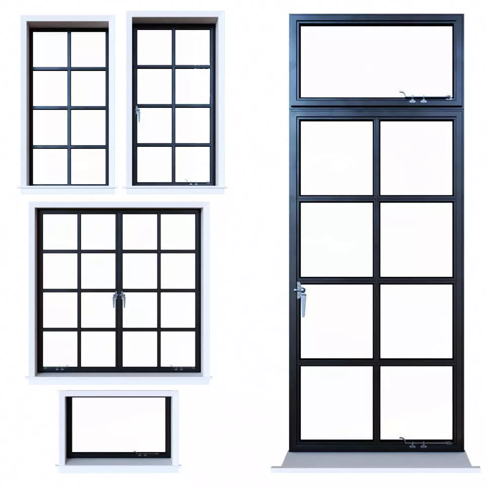 Steel windows 3D model_0