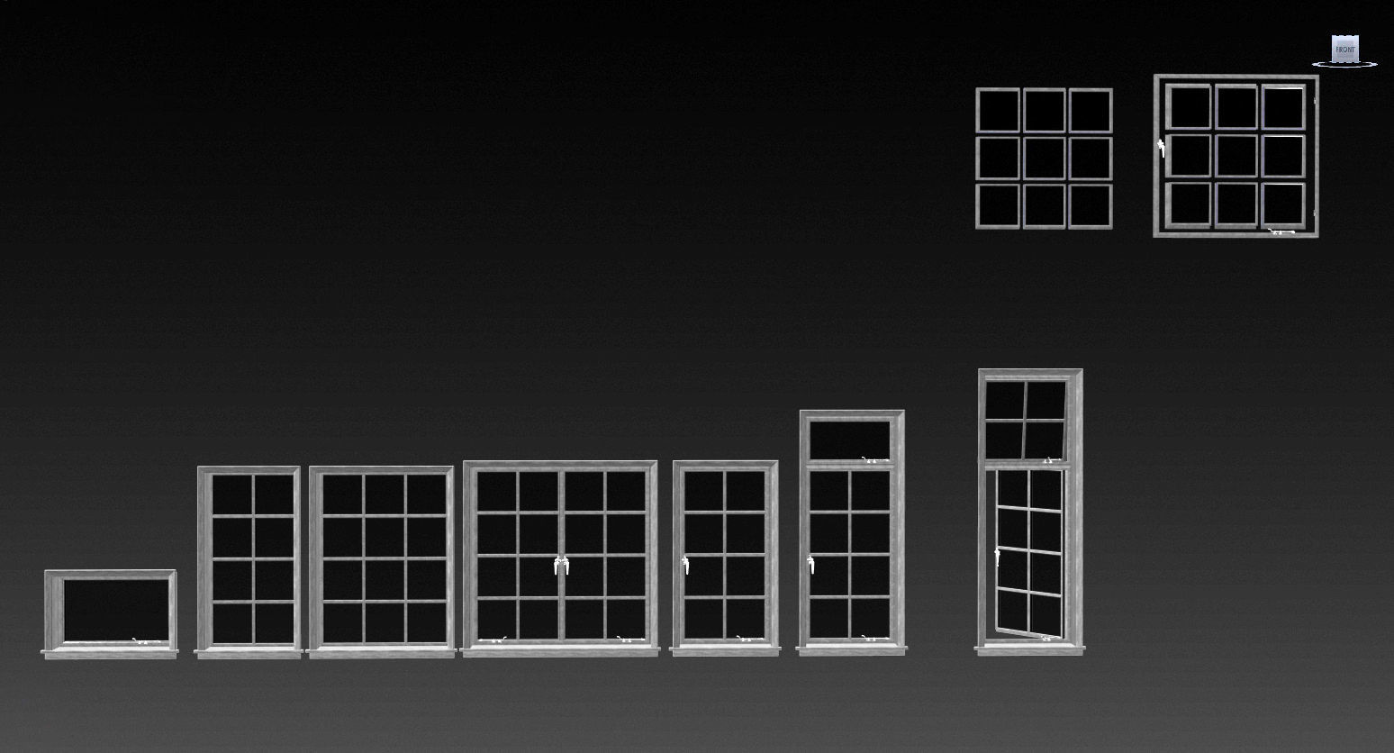 Steel windows 3D model_1