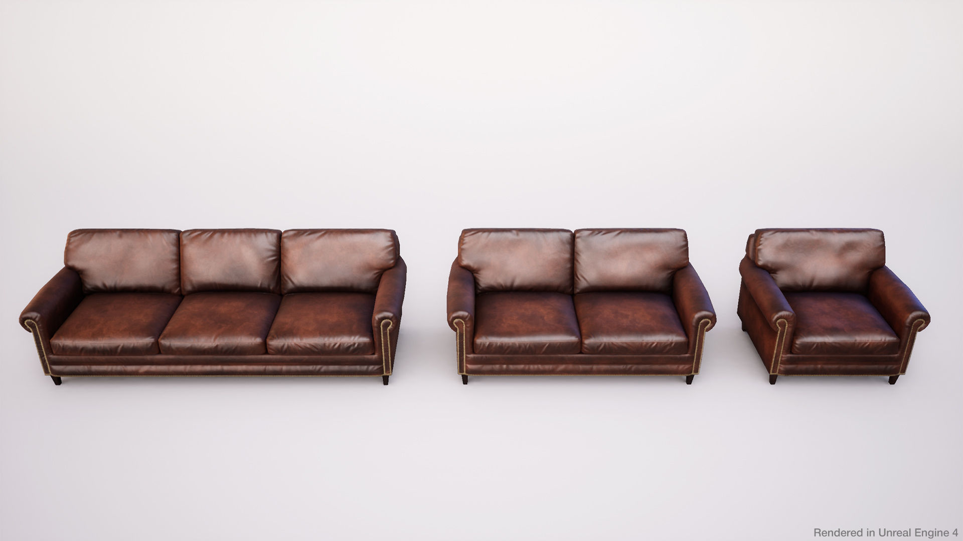 Leather Sofas and Armchair PBR Game Ready Low-poly 3D model_15