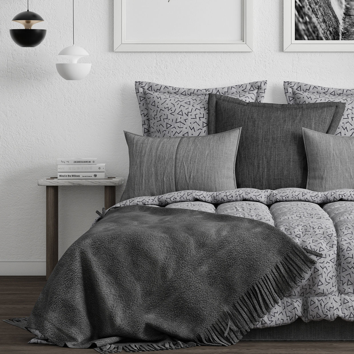 Bedroom set 3 decor 3D model_1