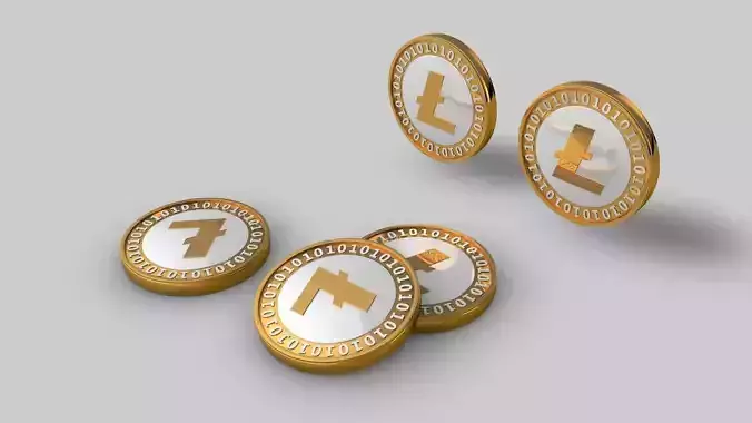 Litecoin 3D two gold coins