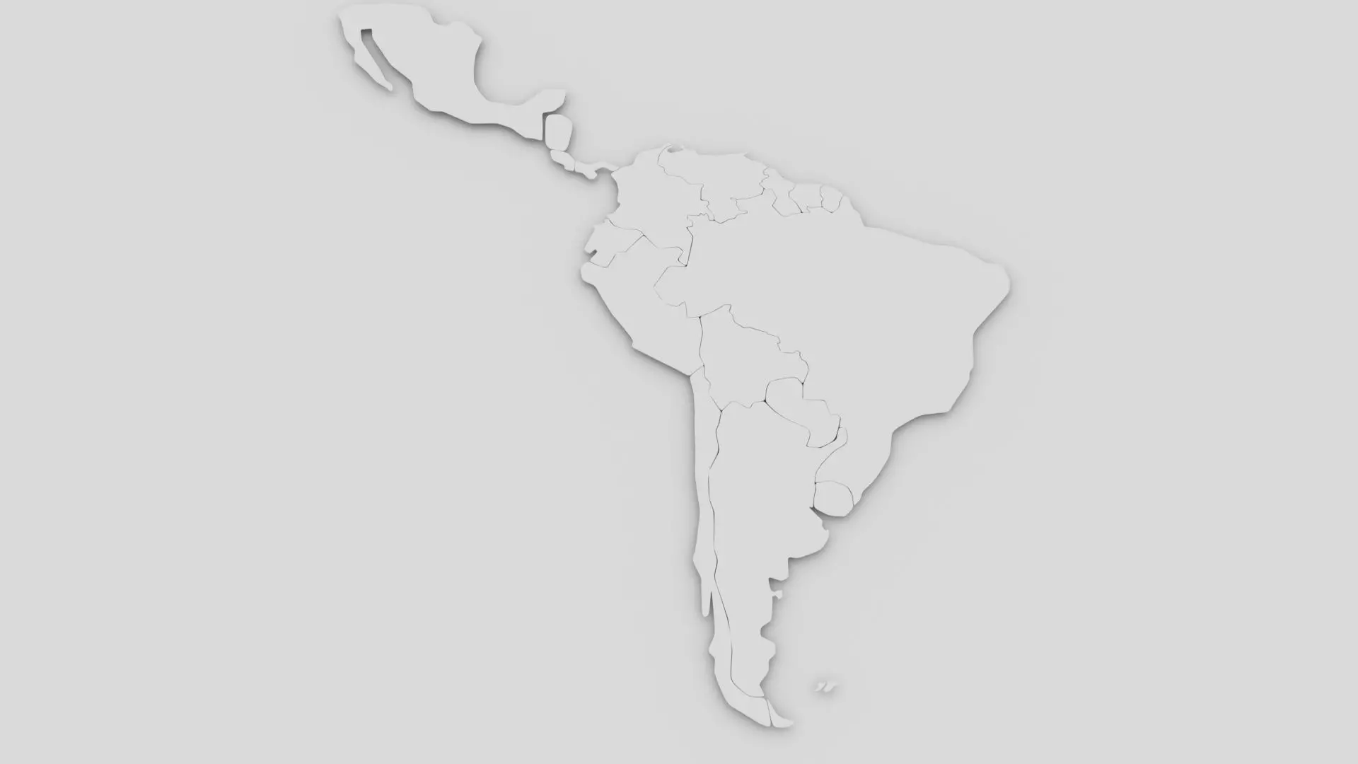 South America Map Low-poly 3D model_0