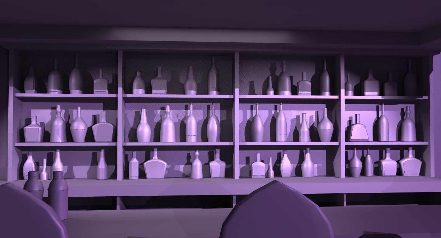 Retro Lounge Scene Low-poly 3D model_12