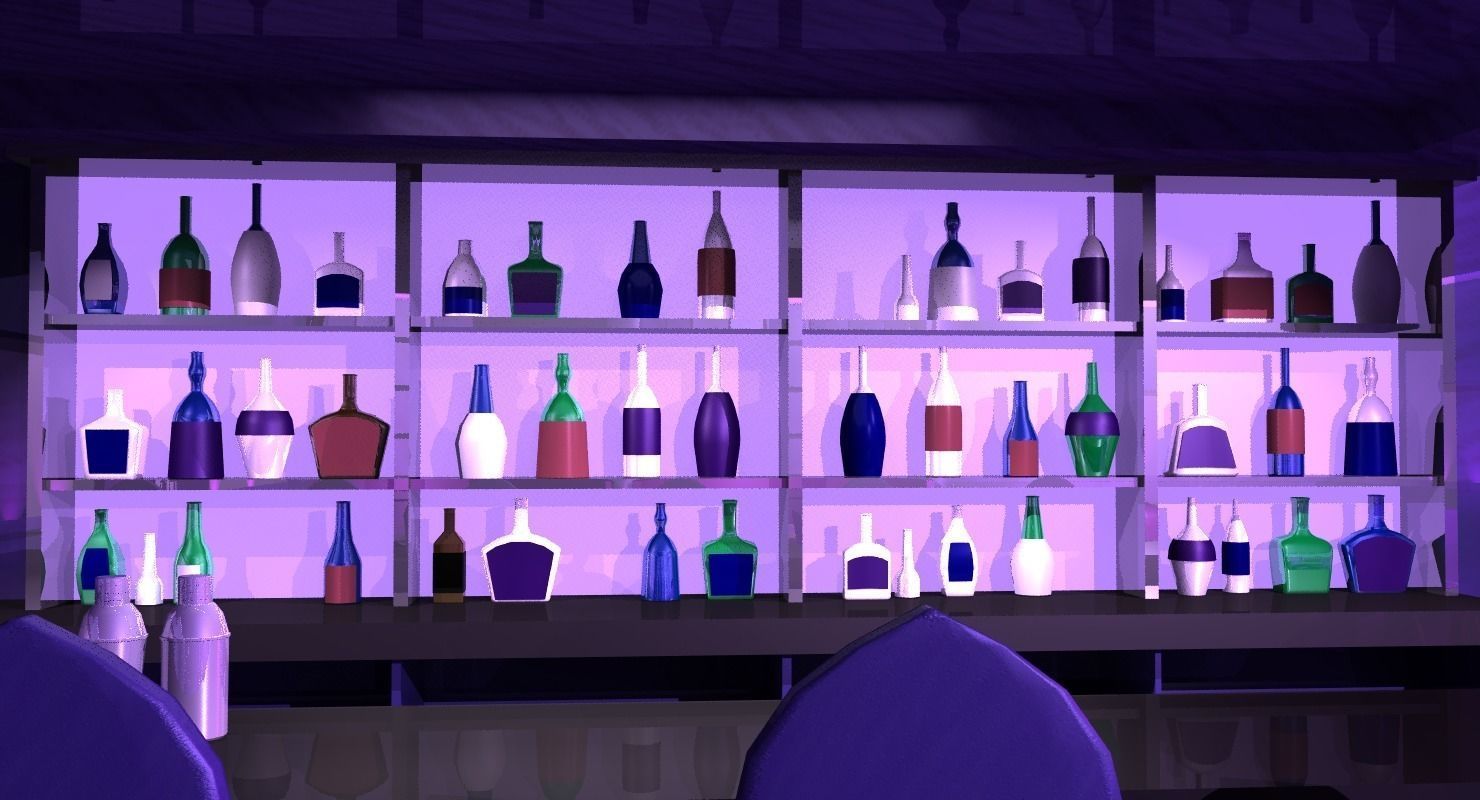 Retro Lounge Scene Low-poly 3D model_3