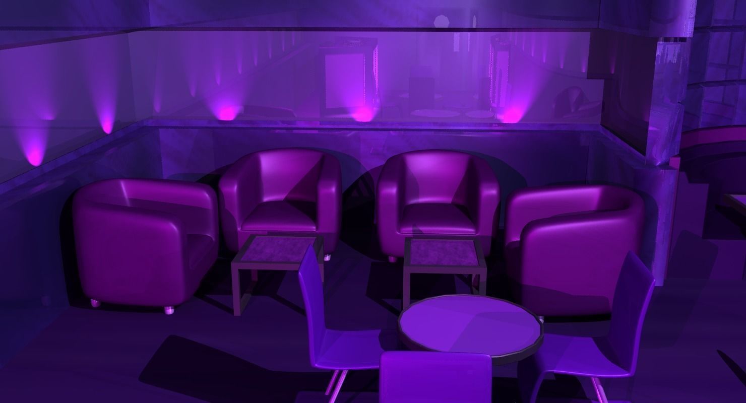 Retro Lounge Scene Low-poly 3D model_2