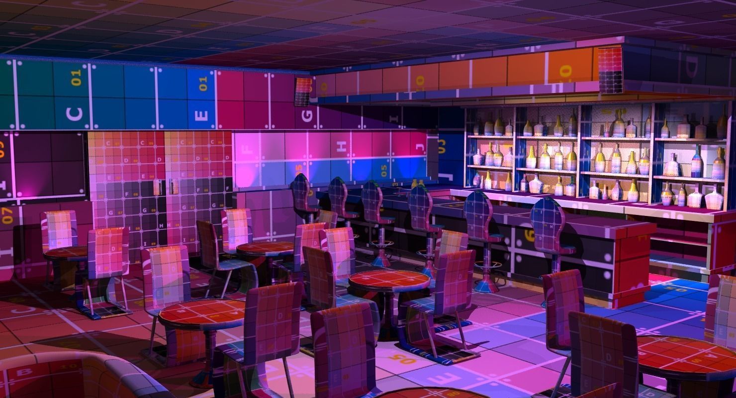 Retro Lounge Scene Low-poly 3D model_9