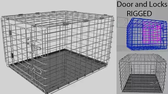 Animal Dog Crate rigged Low-poly 3D model