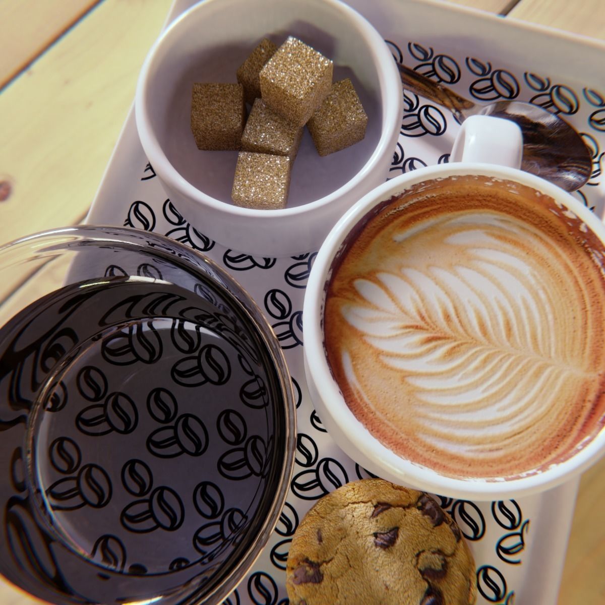 Coffeecup set on a tray 3D model_1