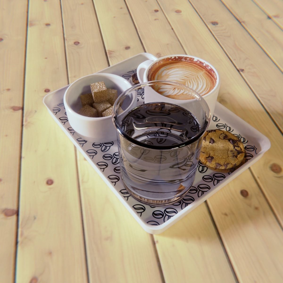 Coffeecup set on a tray 3D model_3