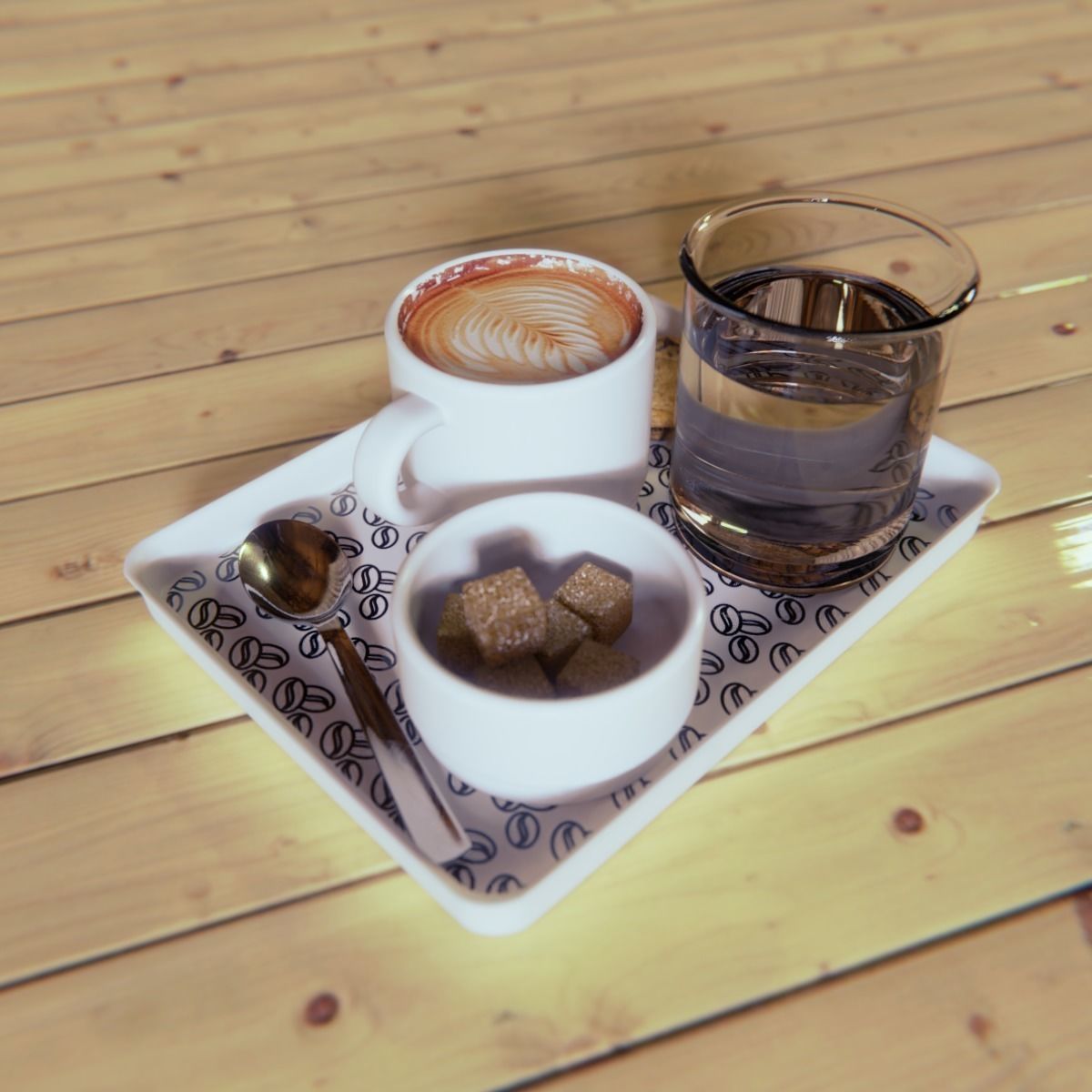 Coffeecup set on a tray 3D model_2