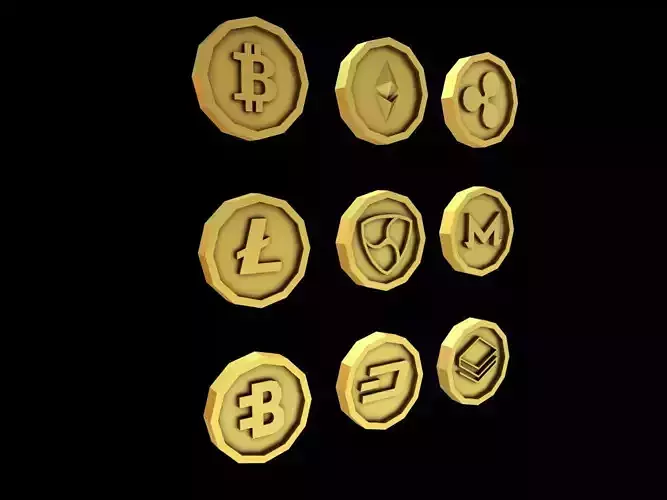 Crypto Coins Lowpoly Low-poly 3D model